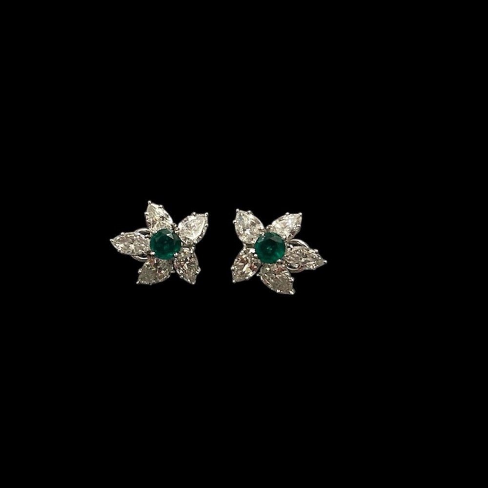 Vintage Silver and Green Floral Earrings